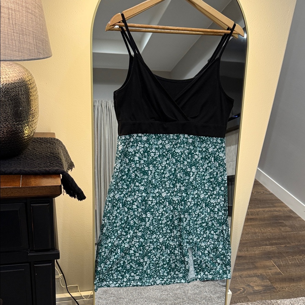 Black and Green Floral Dress